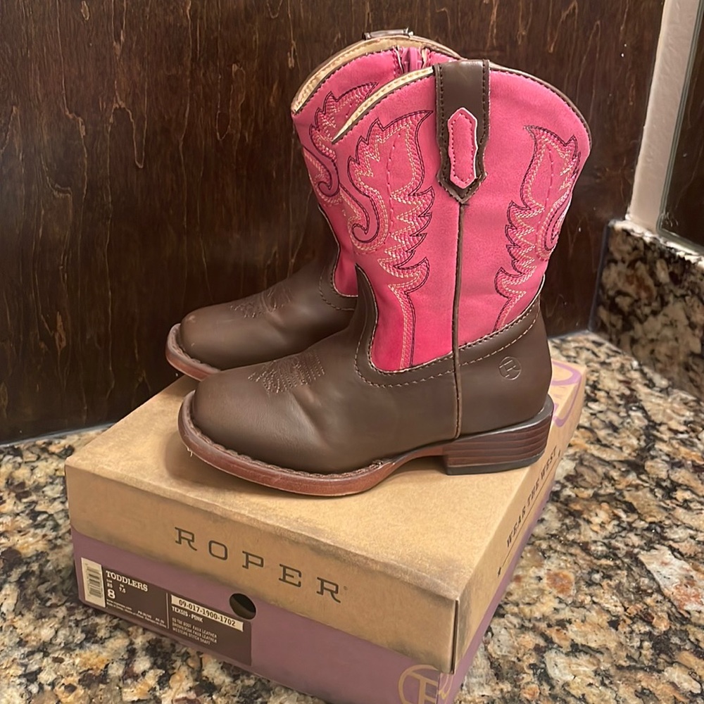 Toddler Cowgirl Boots Pink Ropers Size 8